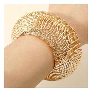 Tigerstars Gold Metal Multi Wire Coil Stretch Statement Bracelet